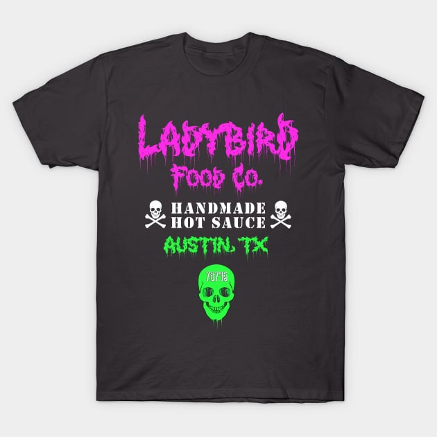 Ladybird Pink-Green Metal Gig T-Shirt by Ladybird Food Co.